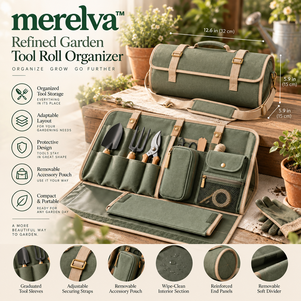 merelva™ Refined Garden Tool Roll Organizer