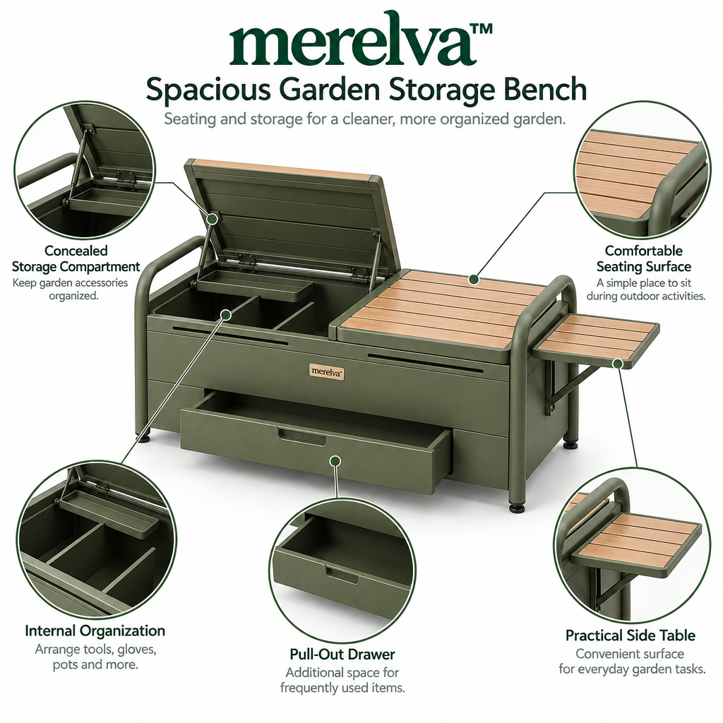 merelva™ Spacious Garden Storage Bench